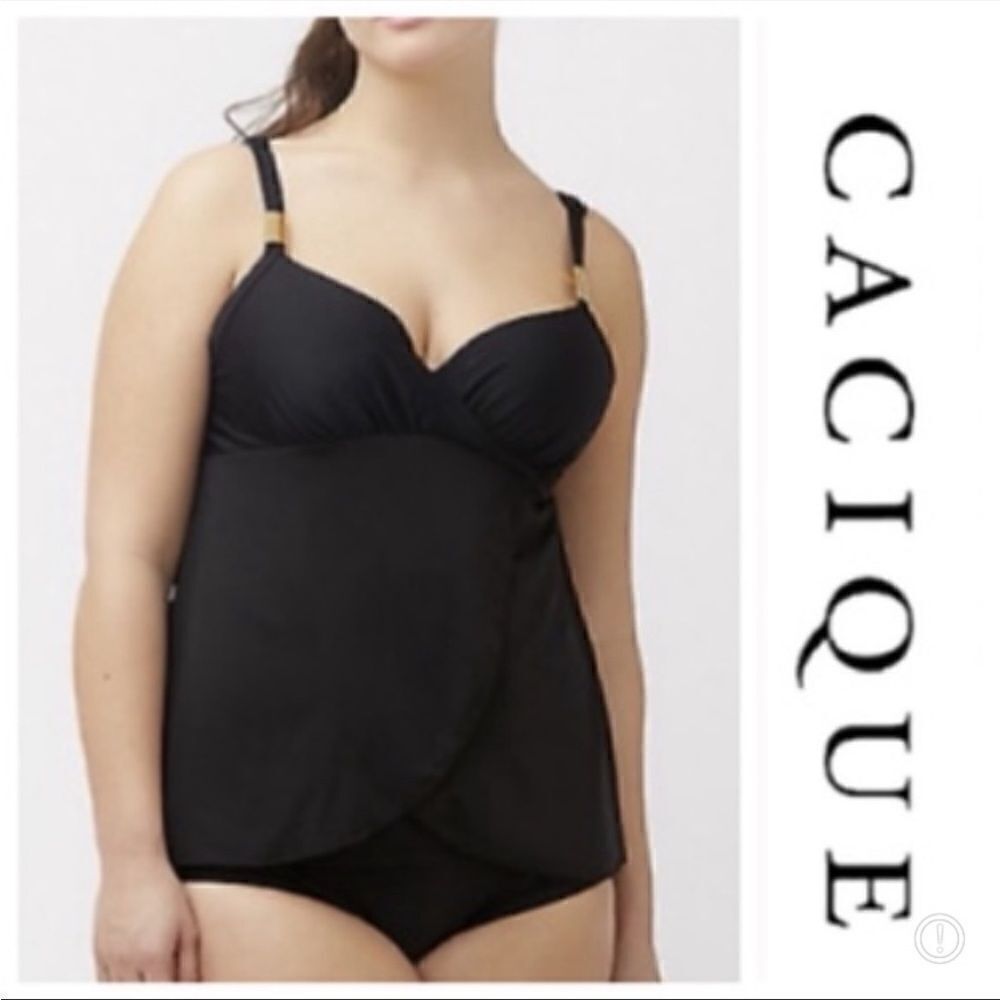 EXCELLENT CONDITION WOMEN’S SIZE 42D SWIM BY CACIQUE BLACK TANKINI